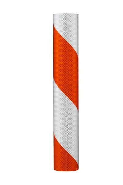 Orange/White Reflective Barricade Sheeting, 4 in stripe, 7.75 in x 50 yd U920017