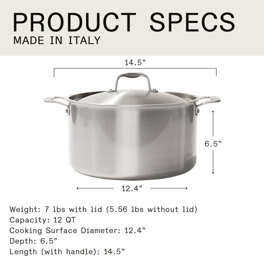 12 Quart Stainless Steel Stock Pot With Lid Q7201
