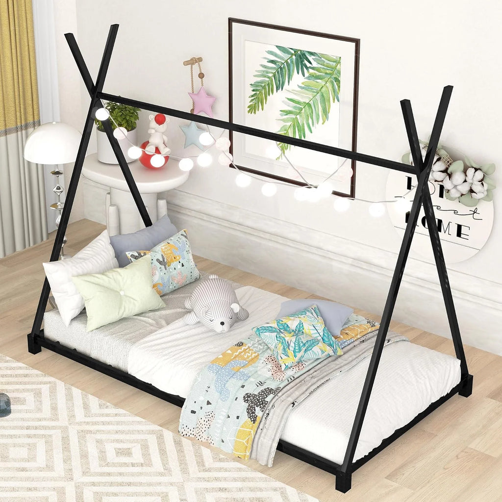 White Metal Toddler House Bed Frame L36977