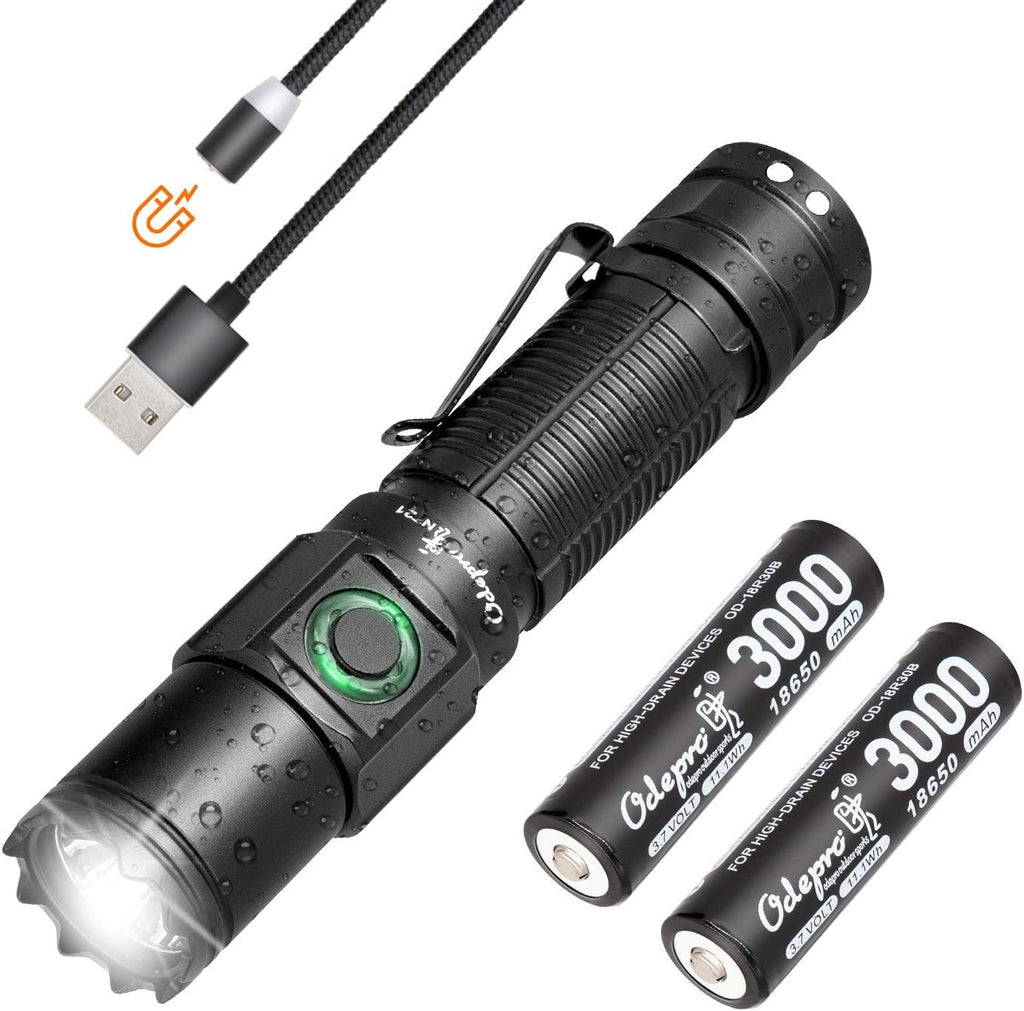 1200 Lumen LED Rechargeable Flashlight with Power Display, IP67 Waterproof, 5 Light Modes L564866