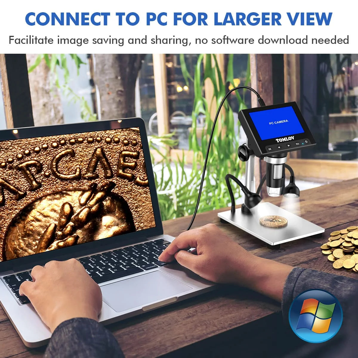 4.3" USB Digital Microscope with 10 LED Lights Q119