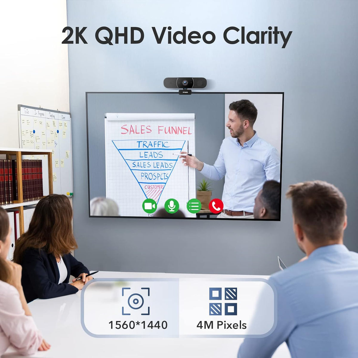 2K QHD Webcam with Microphone and Speaker, Autofocus, USB C, Privacy Cover Pack of 2 Z8960