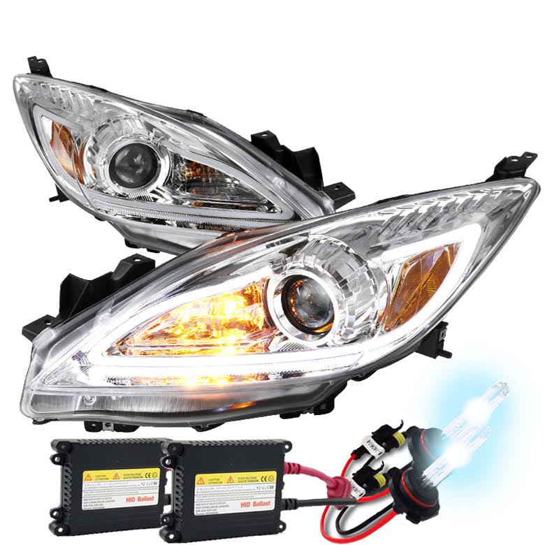 Chrome Projector Headlights with LED DRL Strip G71137