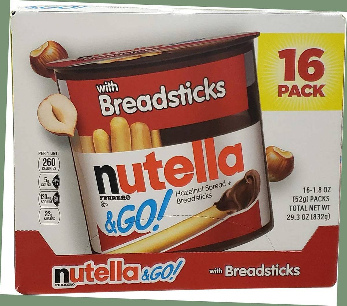 Nutella And Go Spread With Breadsticks, 1.8 Ounce (Pack Of 16) O4919
