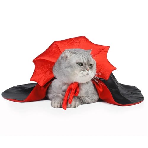 Red Black Vampire Cape Cloak Pet Cat Adjustable Cosplay Set O605365