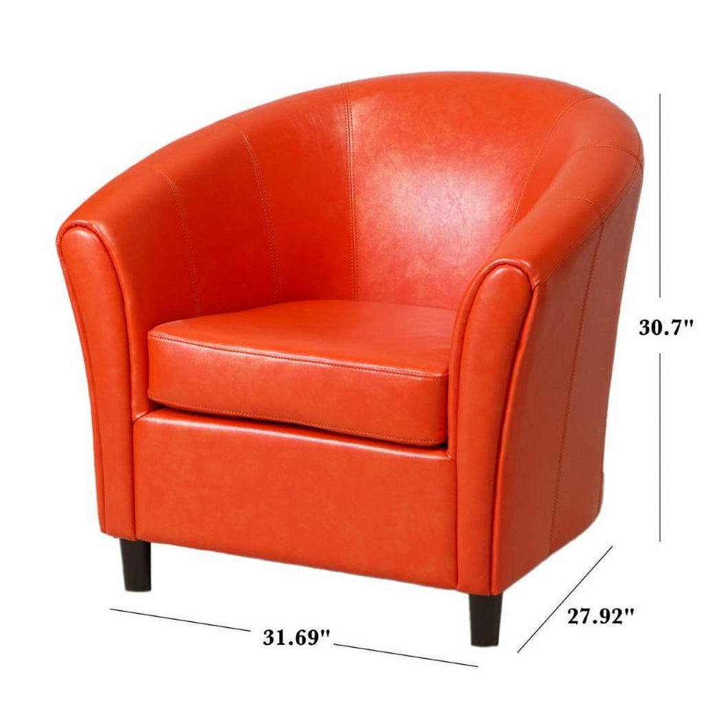 Bonded Leather Club Chair in Orange O28982