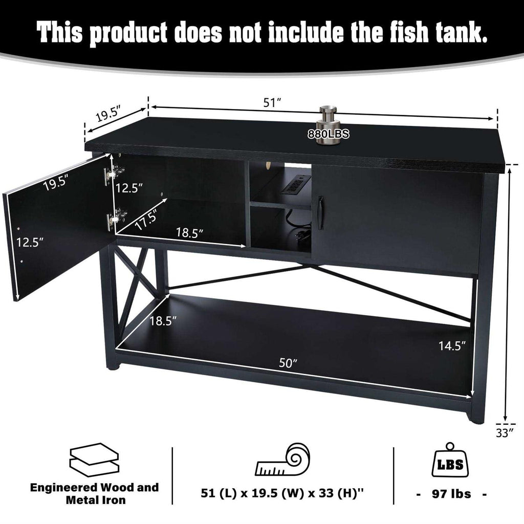55-75 Gallon Aquarium Stand with Cabinet and Power Outlets B1304
