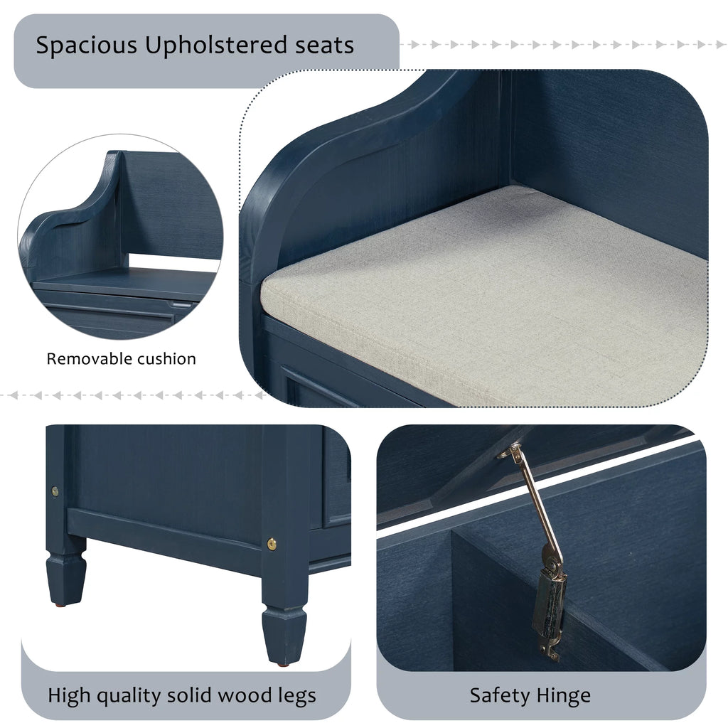 Blue Storage Bench with Hidden Storage H725