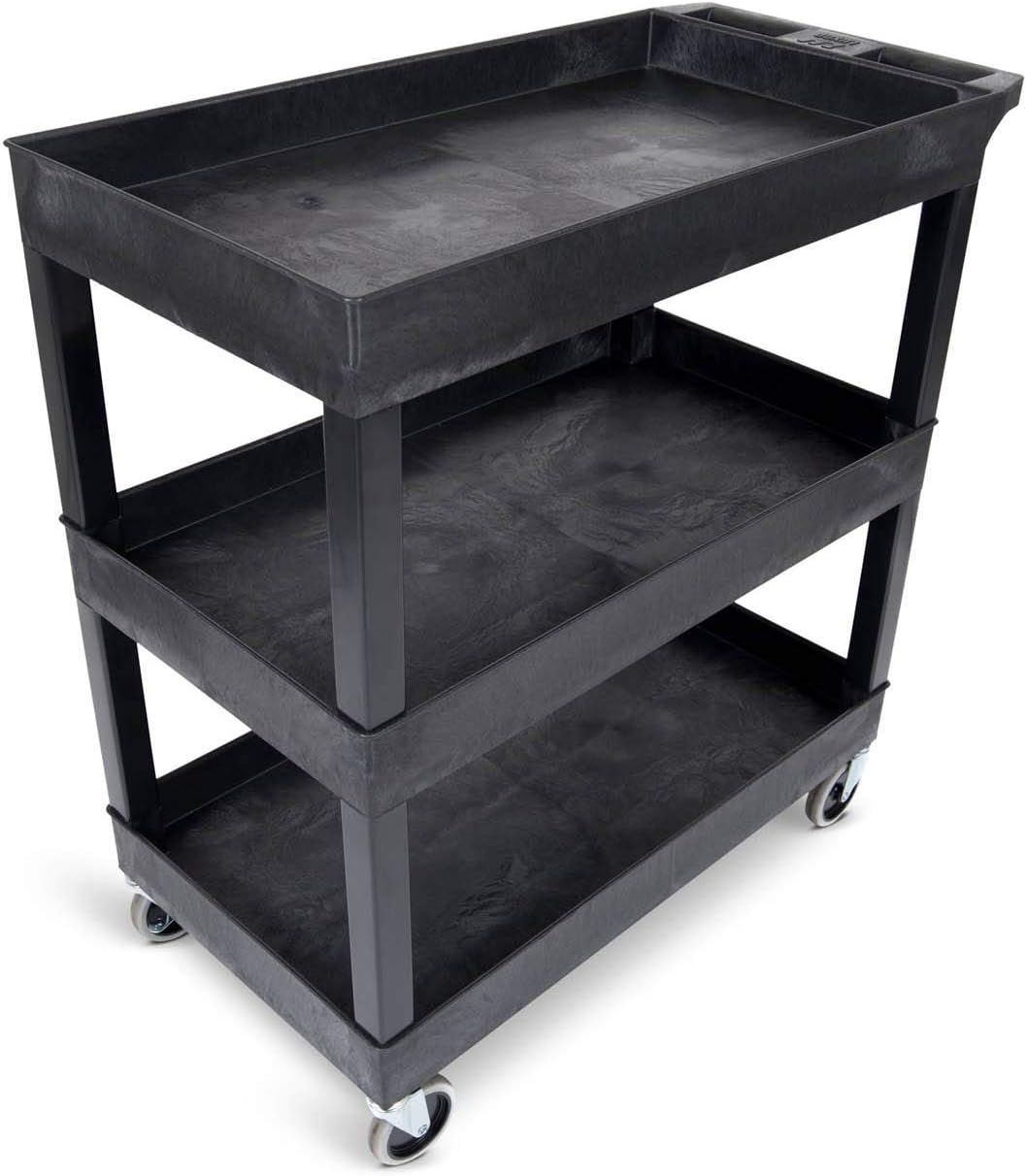 Black Mobile Utility Tub Cart with 3 Shelves N244227