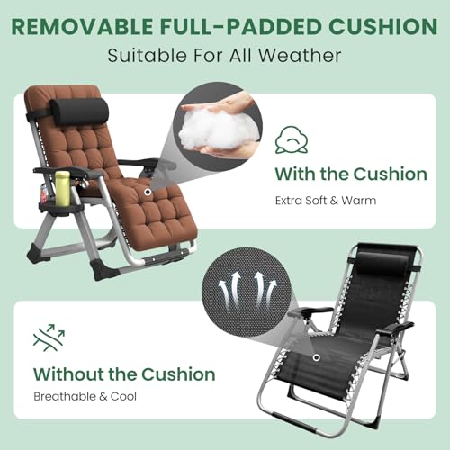 Oversized Padded Reclining Zero Gravity Chair with Cup Holder M80585