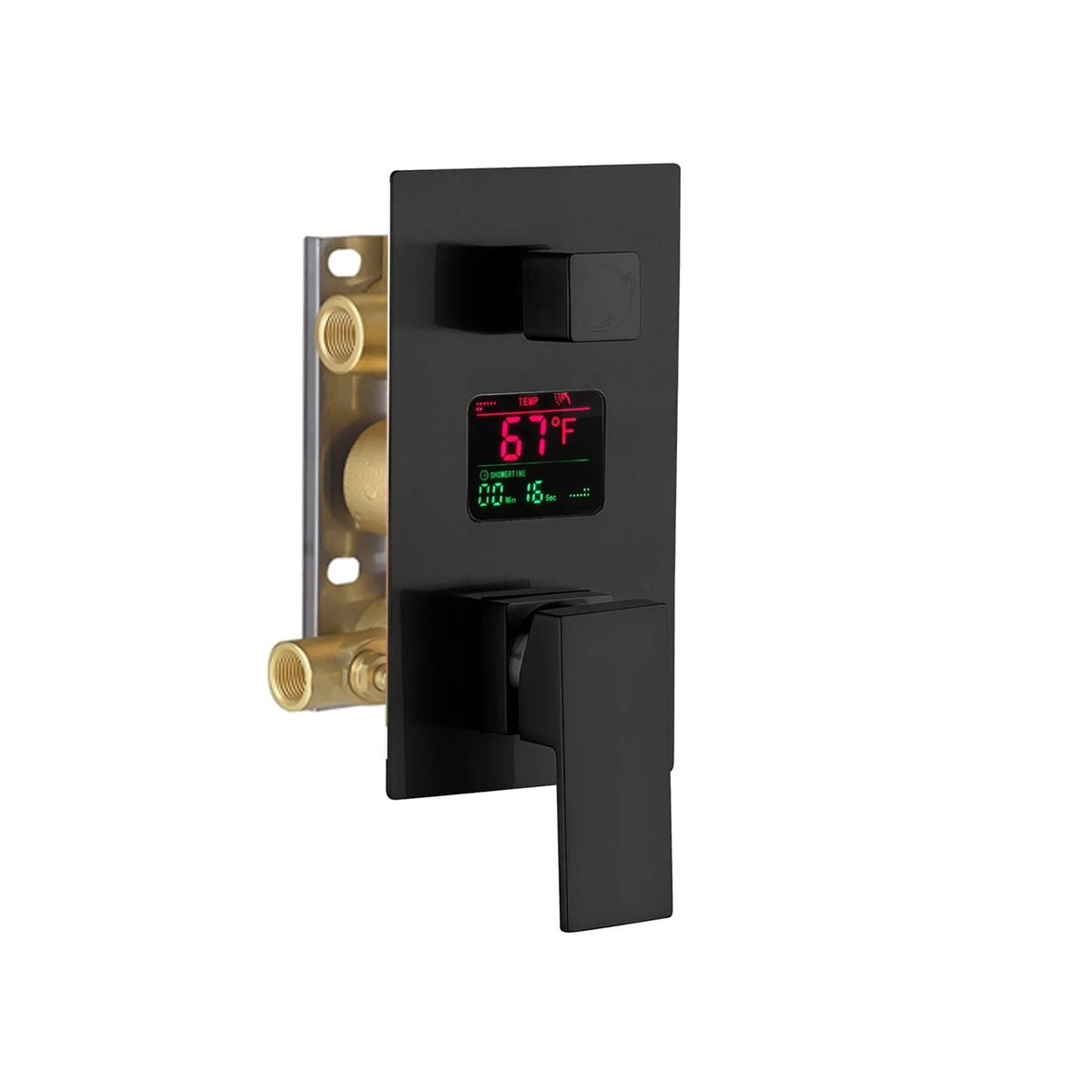 Matte Black Ceiling Mount 16 Inch LED Rainfall Shower System with Body Jets H1158