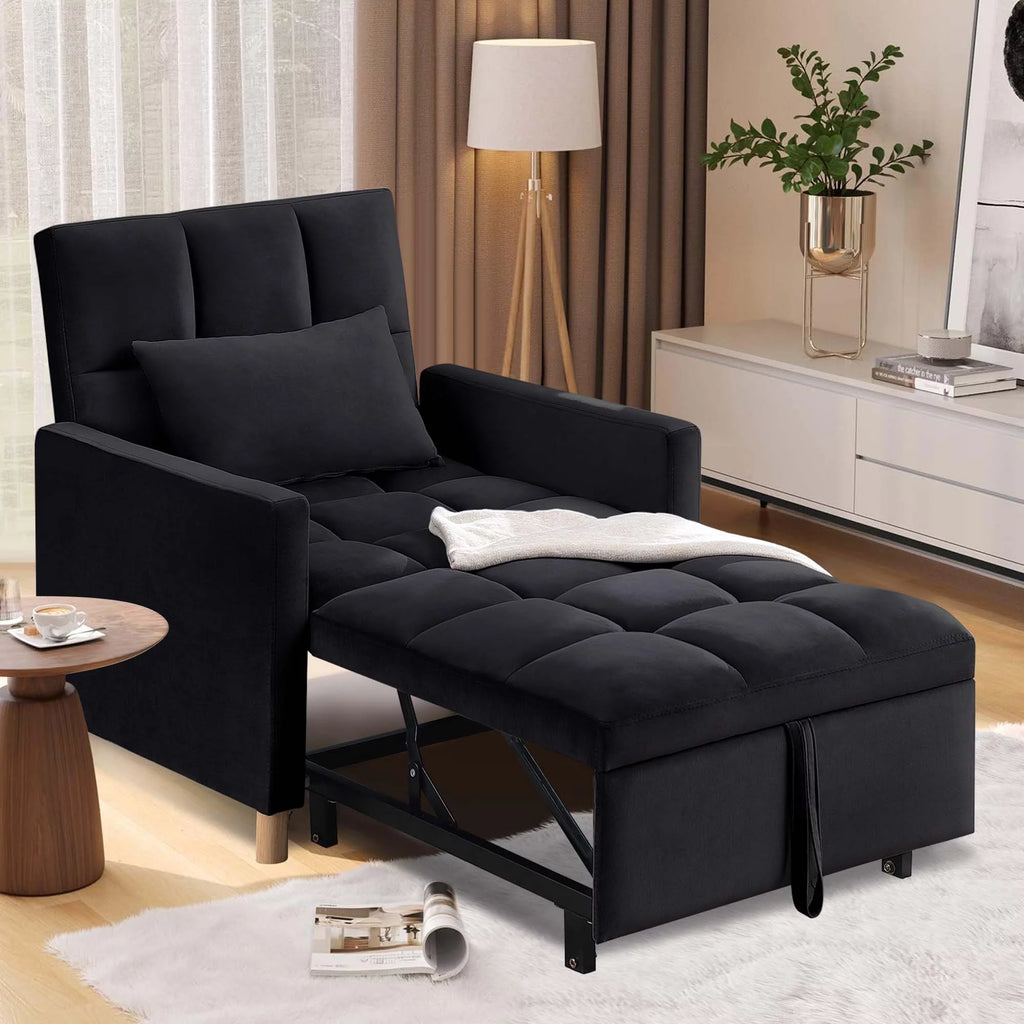 Gray Convertible Sleeper Chair Bed W6404