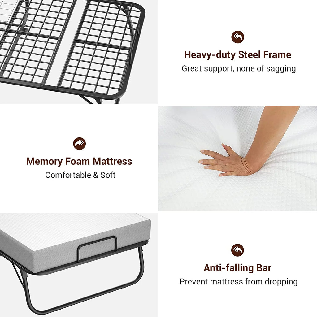 Folding Bed with Memory Foam Mattress S755