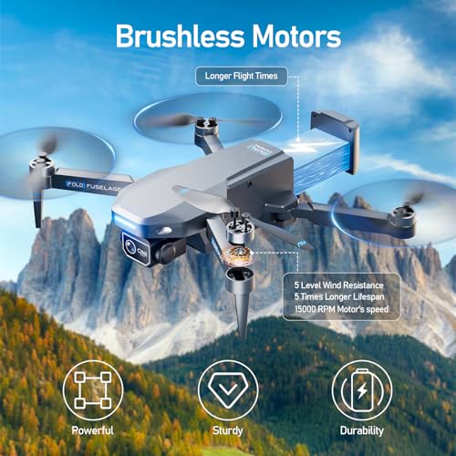Drone with Camera 1080P FPV Quadcopter Brushless Motor Black O6768