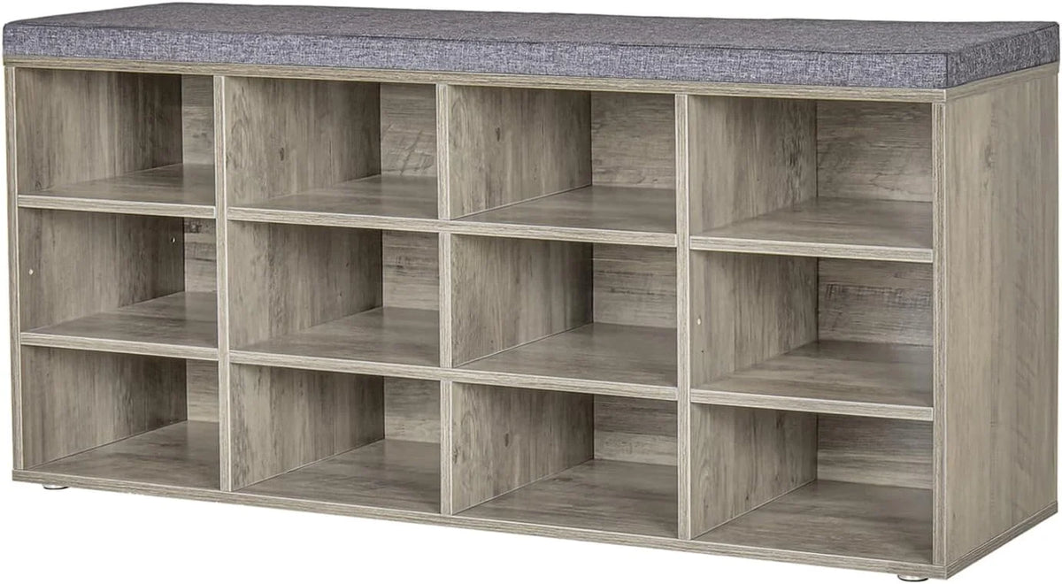 12 Cubbies Shoe Bench with Cushion L36144