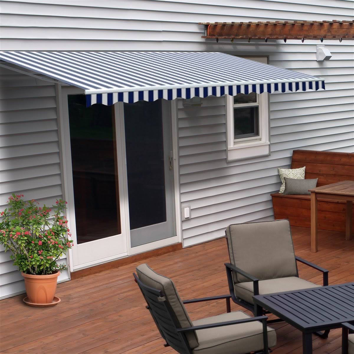 Blue/White Patio Awning Canopy RV Tent O272023