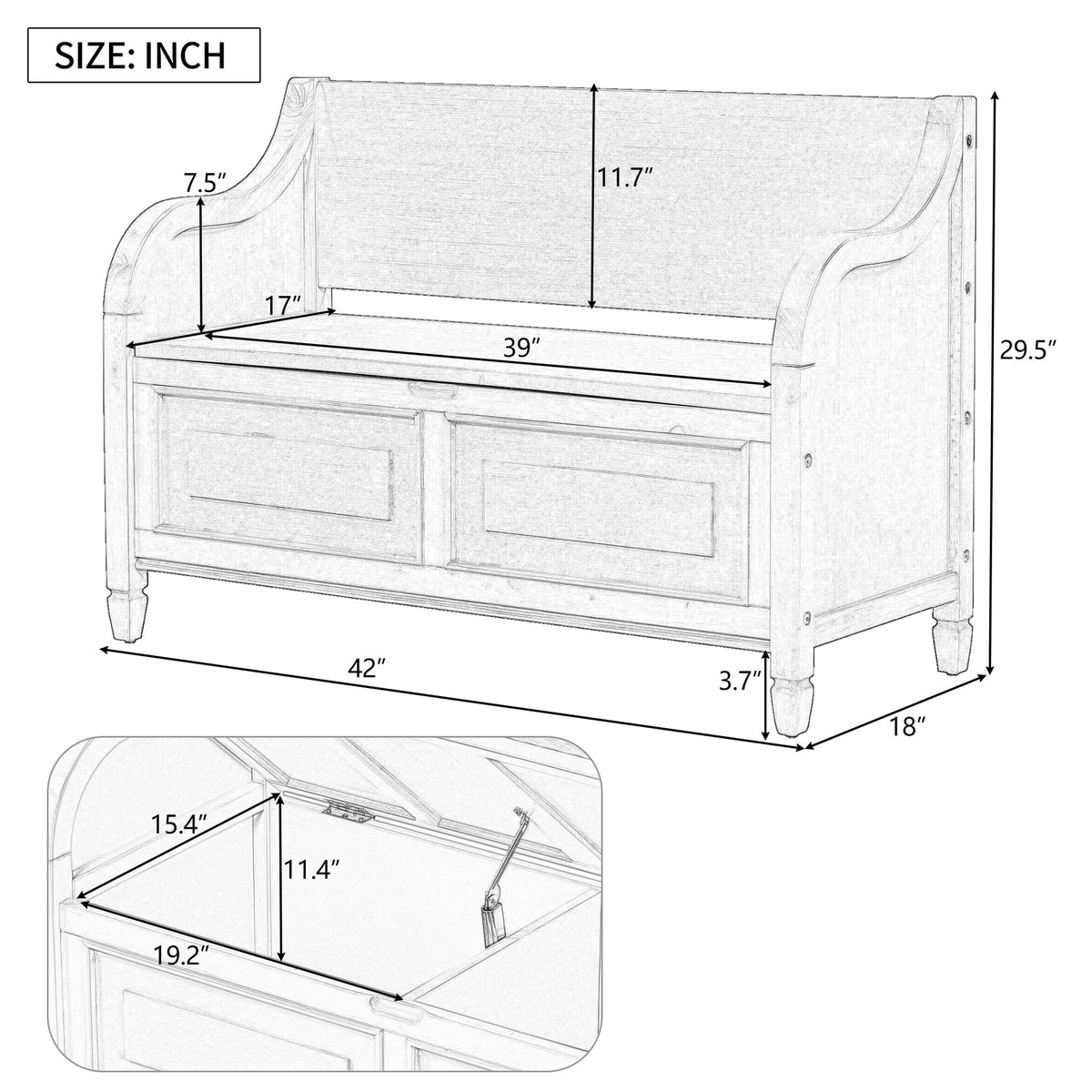 Blue Storage Bench with Hidden Storage H725