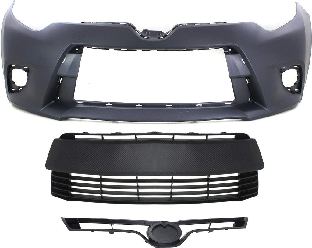Front Bumper Cover and Grille Assembly Set of 3 Q1690