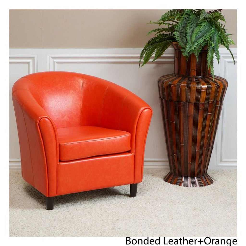 Bonded Leather Club Chair in Orange O28982