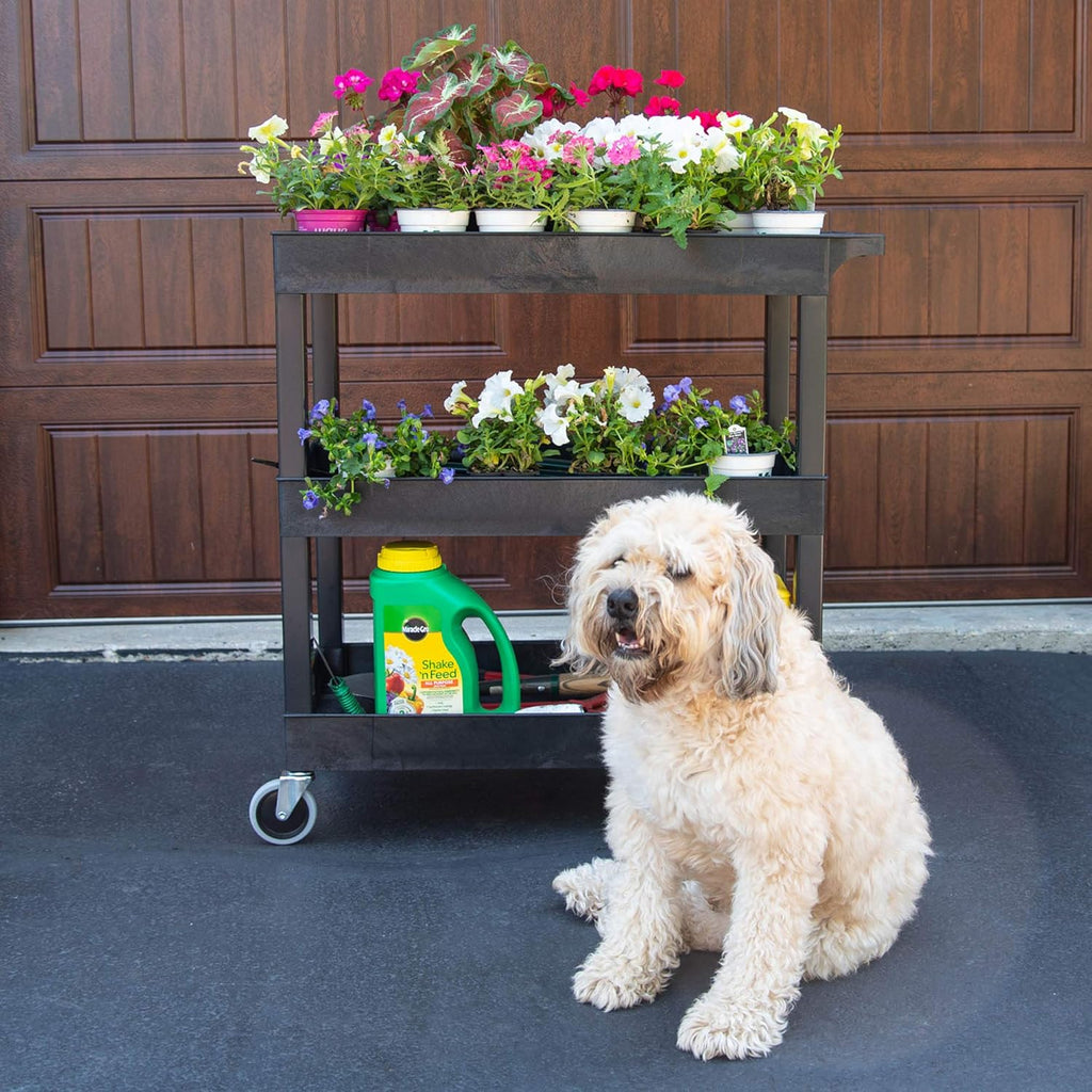 Black Mobile Utility Tub Cart with 3 Shelves N244227