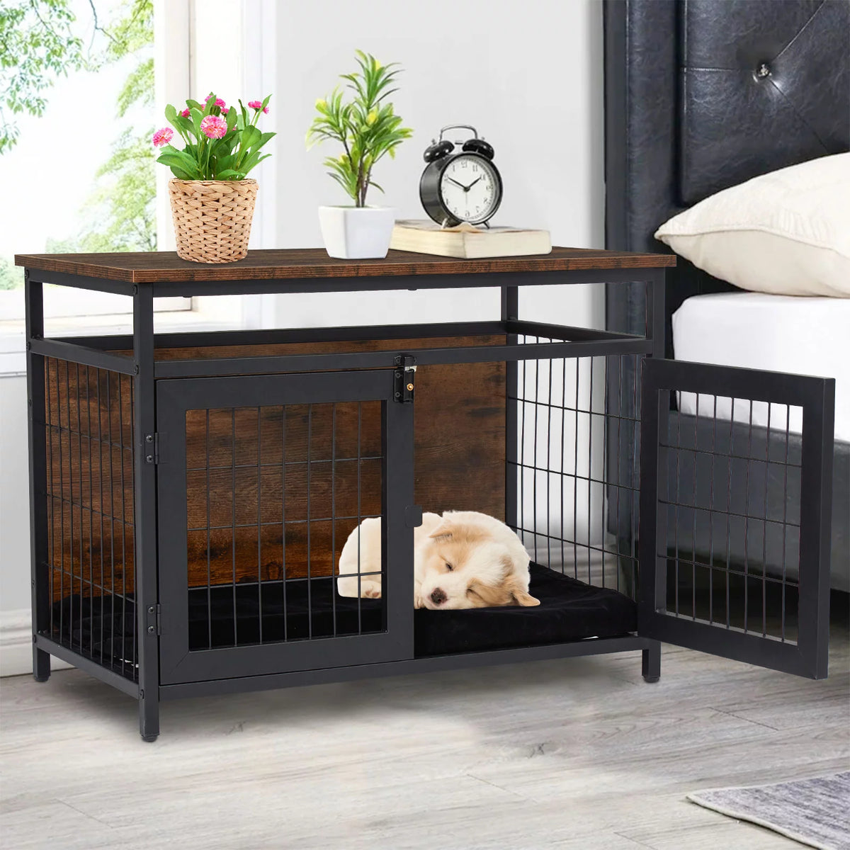Dog Crate Furniture with Double Doors Y742576