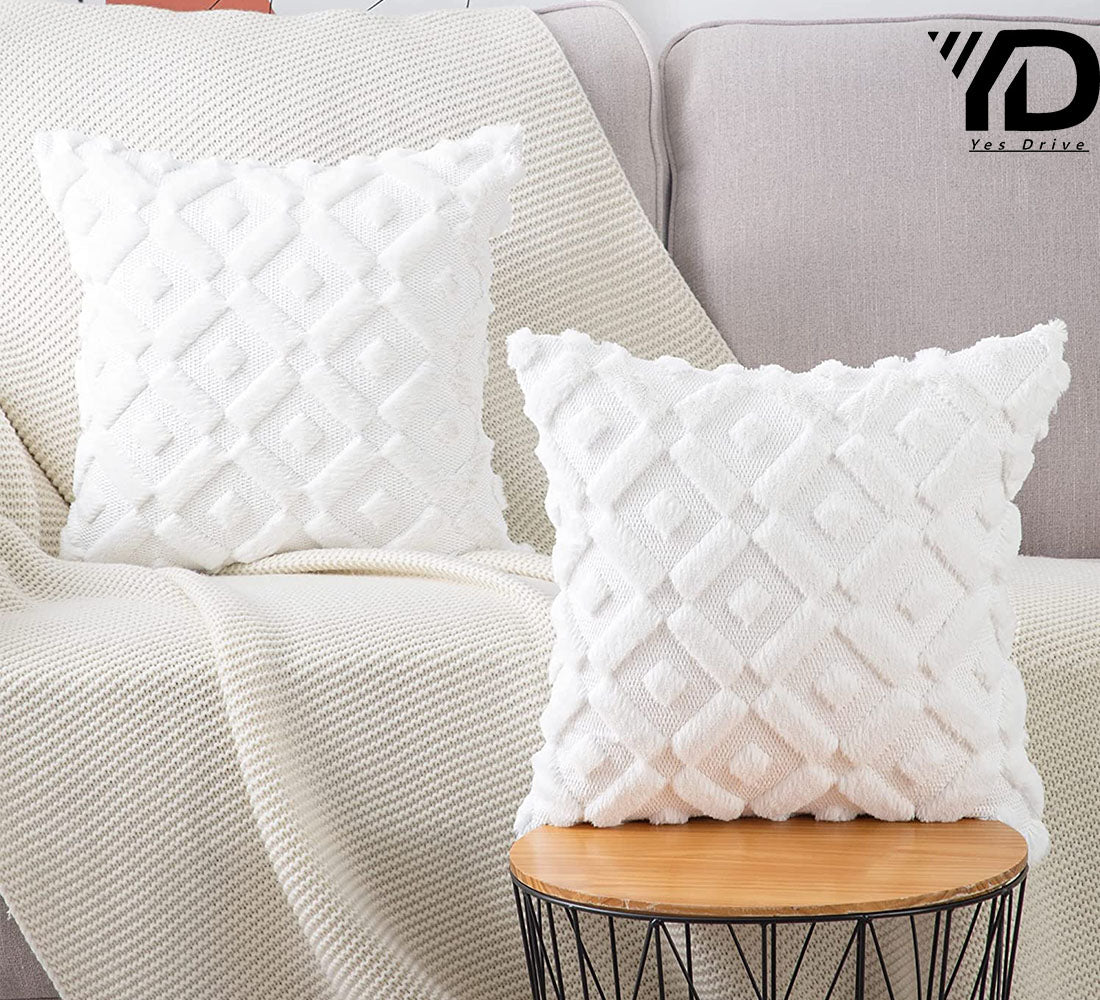 Set of 2 Soft Plush Velvet Decorative Throw Pillow Covers Square Cushion Case L7057