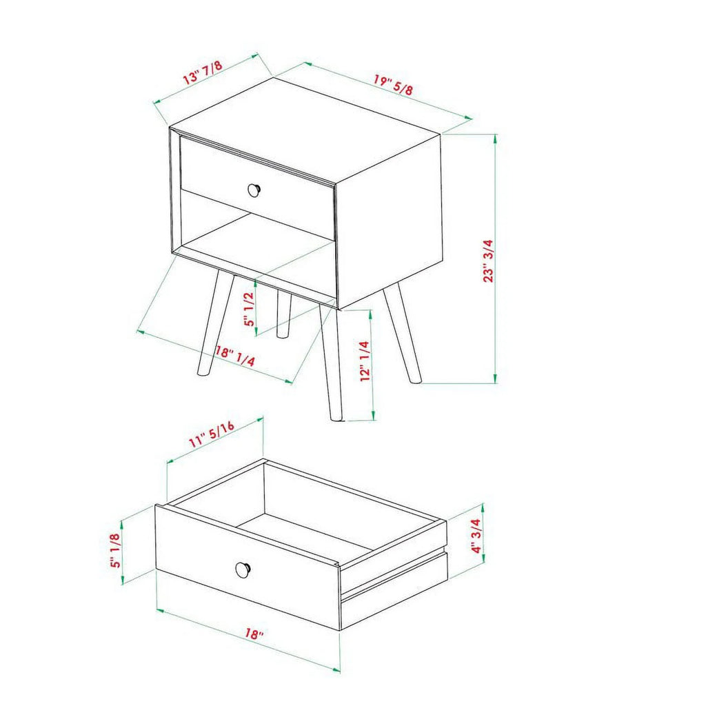 2-Piece Solid Pine Wood Nightstand H86586