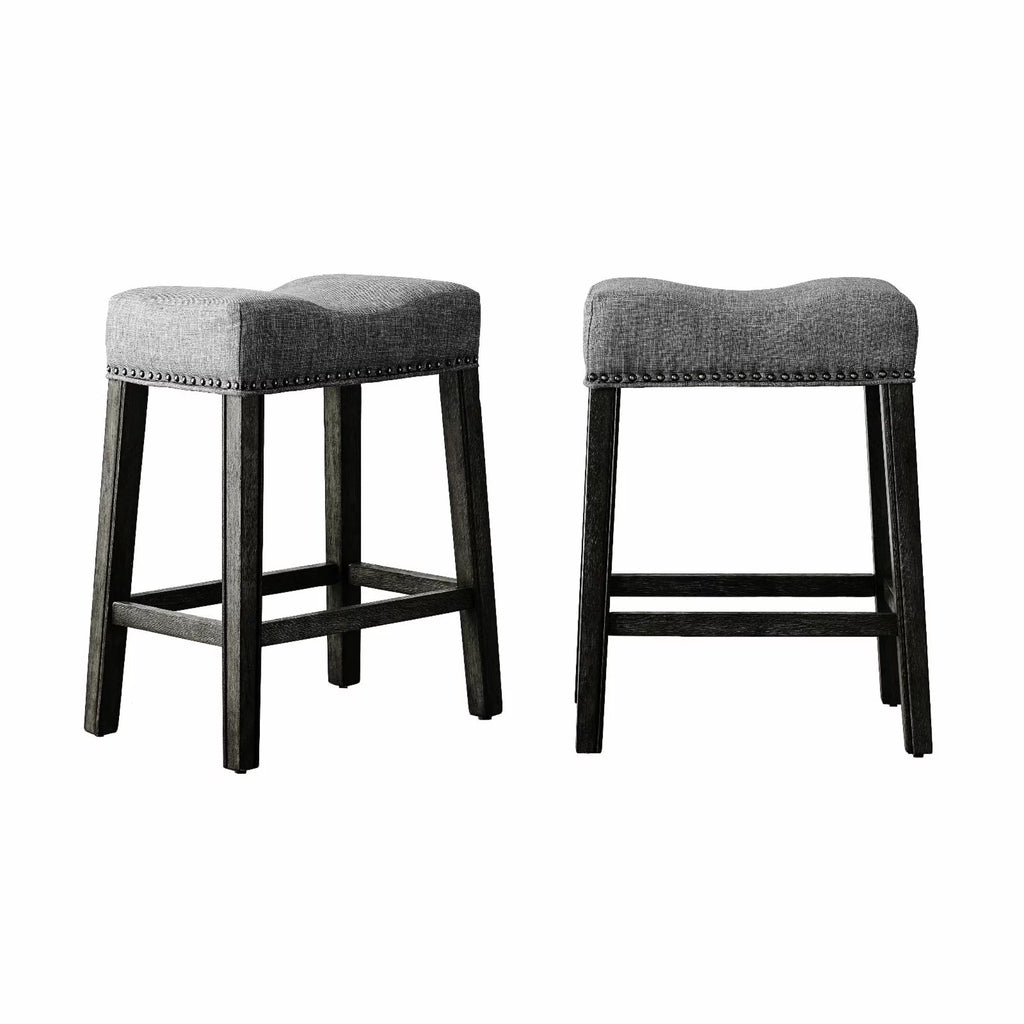 Gray Fabric Saddle Stool Set of 2 C11267
