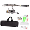 Telescopic Fishing Rod and Reel Combo Full Kit with 100M Fishing Line Lures Hooks Jig Head and Carrier Bag Case B2698