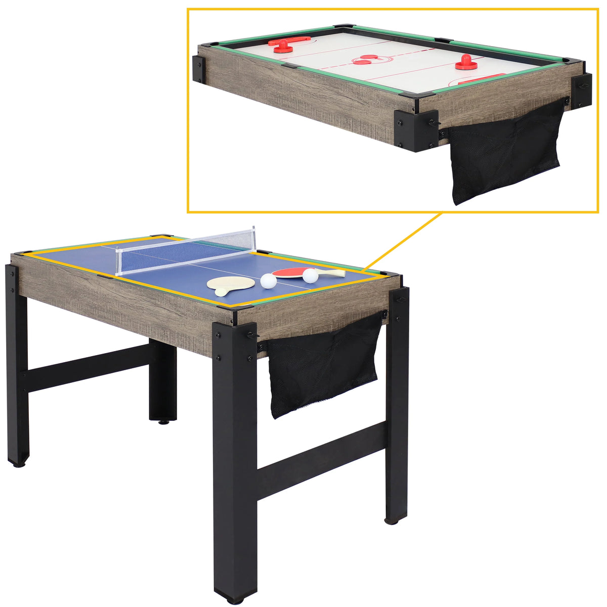 5-in-1 Multi-Game Table with Billiards, Push Hockey, Foosball, Ping Pong, and Basketball R931761
