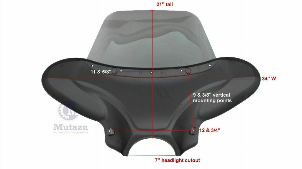 34" Red Cruiser Front Batwing Fairing with Tinted Windshield K15755