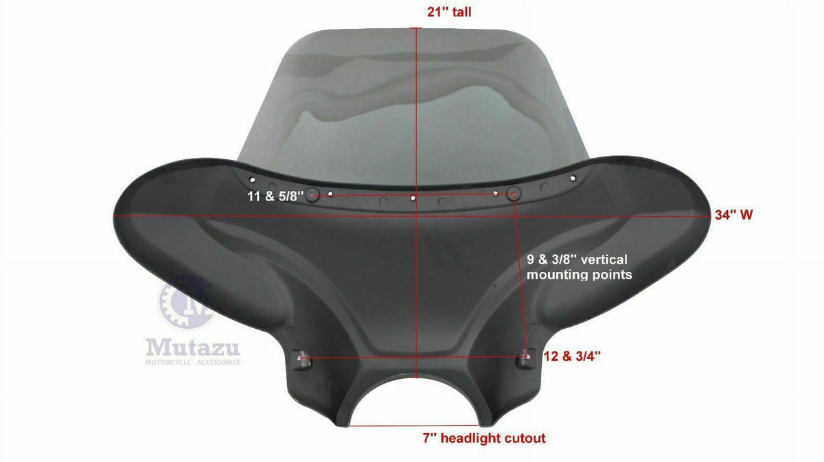34" Red Cruiser Front Batwing Fairing with Tinted Windshield K15755