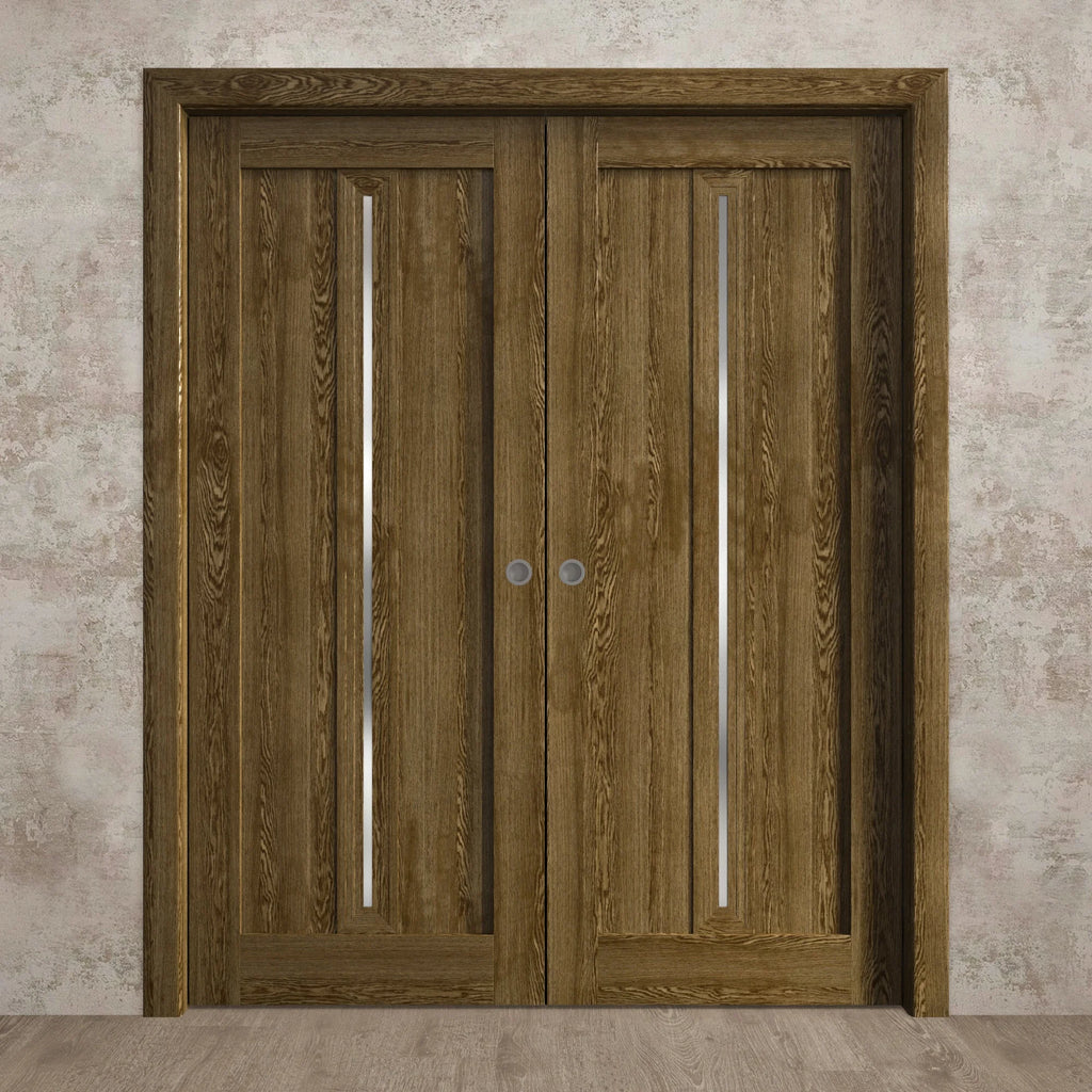 Sliding French Double Pocket Doors 48 x 84 inches Solid Wood C9525