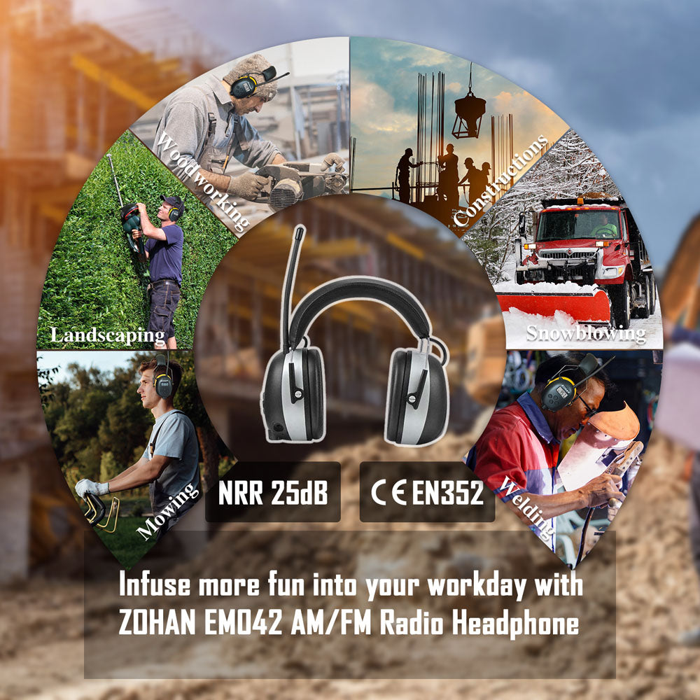 AM/FM Radio Headphone with Digital Display, Noise Reduction Earmuffs K831471