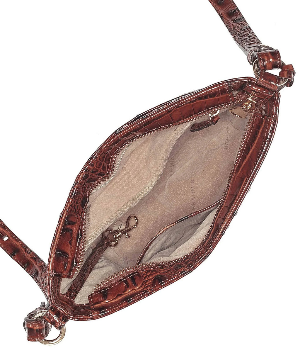 Pecan/Gold Embossed Leather Mini Crossbody M944