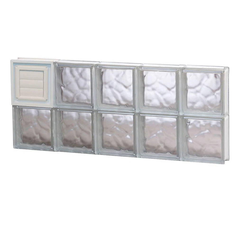 Frameless Wave Pattern Glass Block Window with Dryer Vent T7235