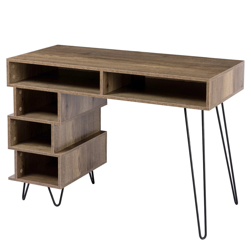 Brown Computer Desk with V-Shaped Iron Leg D26833