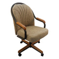 Swivel Tilt Caster Arm Chair in Wheat Tweed Fabric O69088