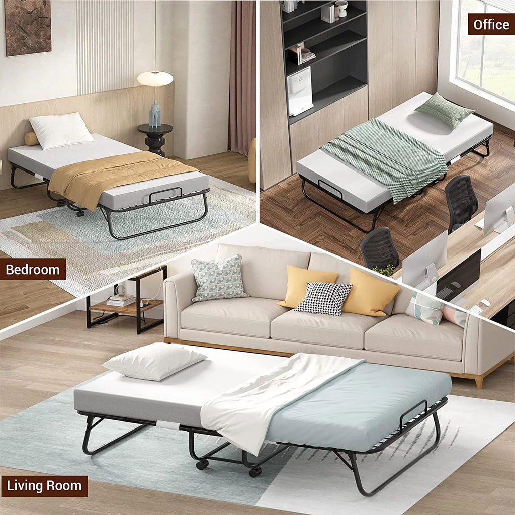 Folding Bed with Memory Foam Mattress S755