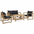 4 Piece Dark Gray Cushioned Patio Lounge Set with Table and 2 Chairs B87097