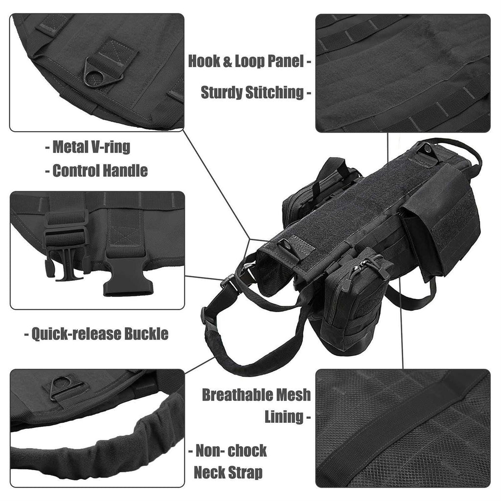 Tactical Dog Harness with Pouches M758