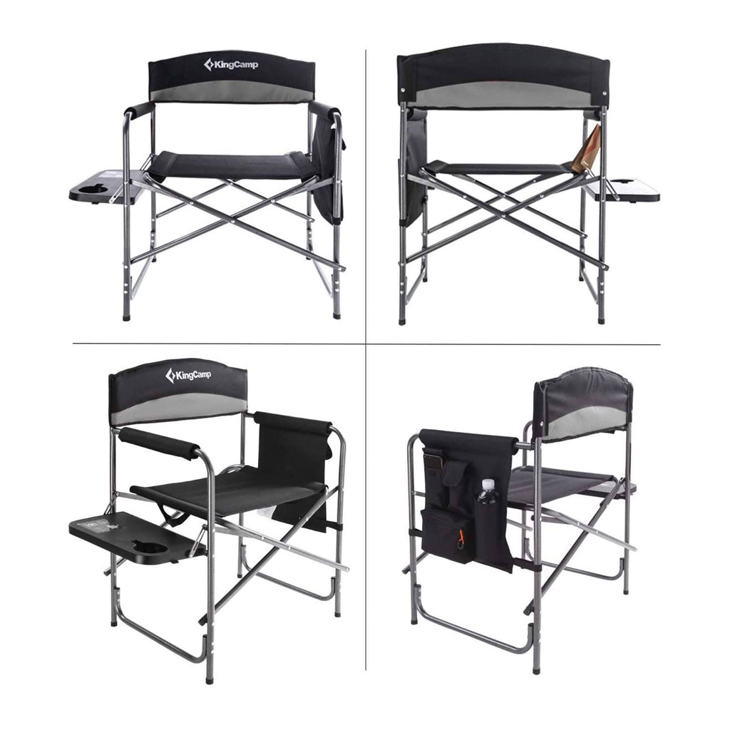 Oversize Padded Folding Director Chair with Side Table and Pocket F4106