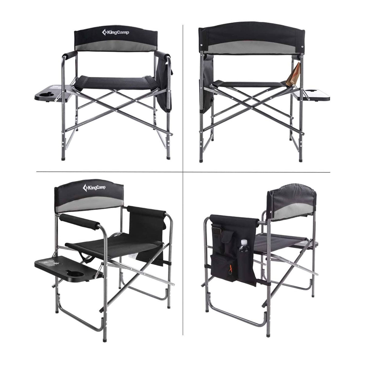 Oversize Padded Folding Director Chair with Side Table and Pocket F4106