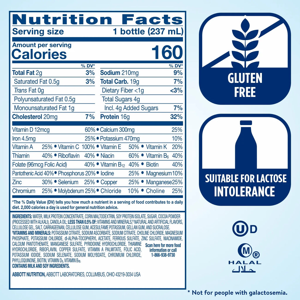 High Protein Nutrition Shake, Milk Chocolate, 8 fl oz, 24 Count S6323