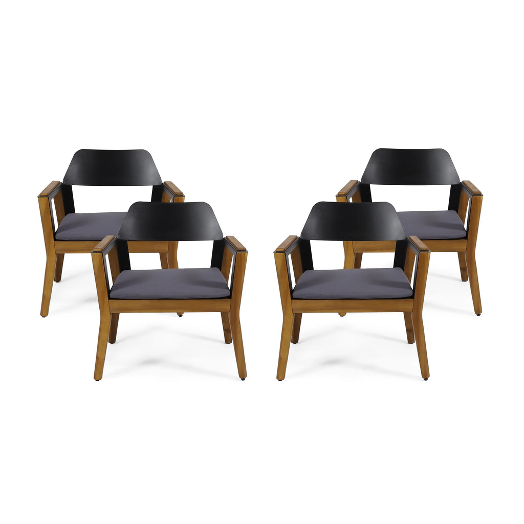 Acacia Wood Club Chairs with Cushion, Set of 4 X95866