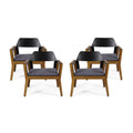Acacia Wood Club Chairs with Cushion, Set of 4 X95866