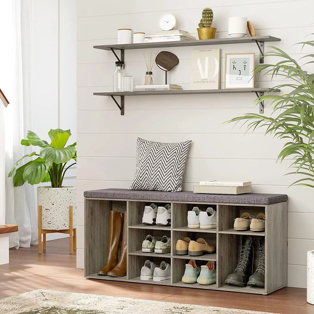 12 Cubbies Shoe Bench with Cushion L36144